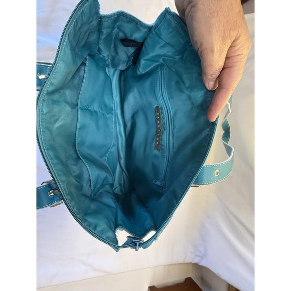 Kenneth Cole Reaction Teal & Stripped Handbag / Shoulder Bag Purse - Picture 5 of 10